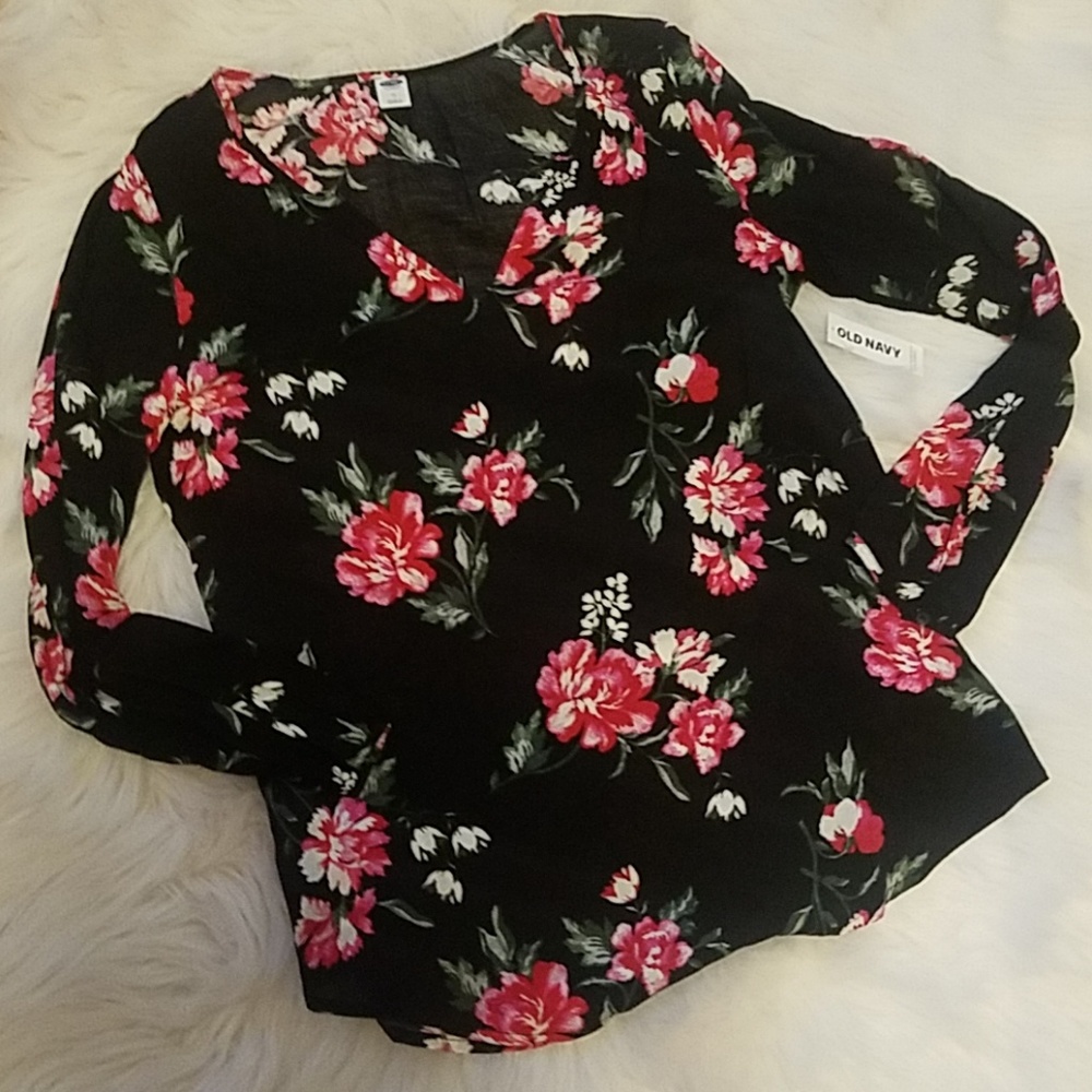 Old Navy Black Floral Blouse